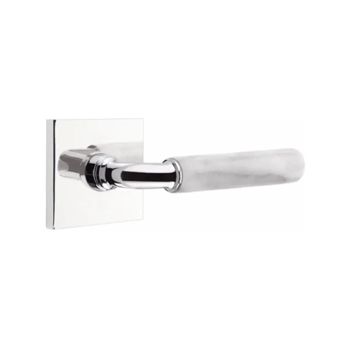 Emtek Select R-Bar White Marble Lever with Square Rosette 