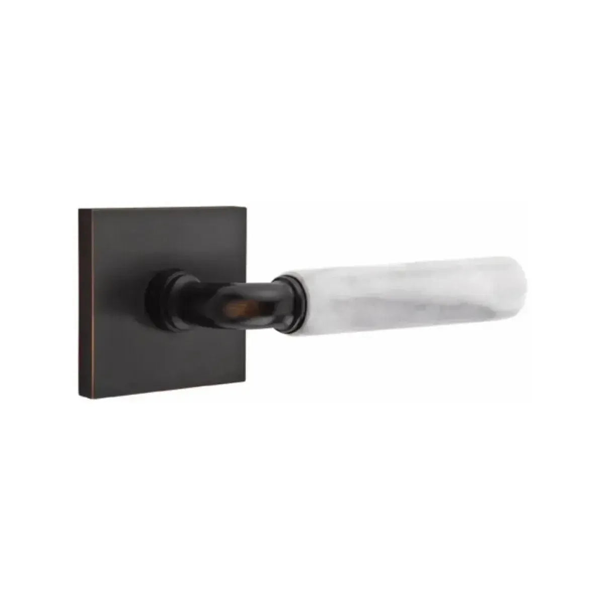 EmtekEmtek Select R-Bar White Marble Lever with Square Rosette in 