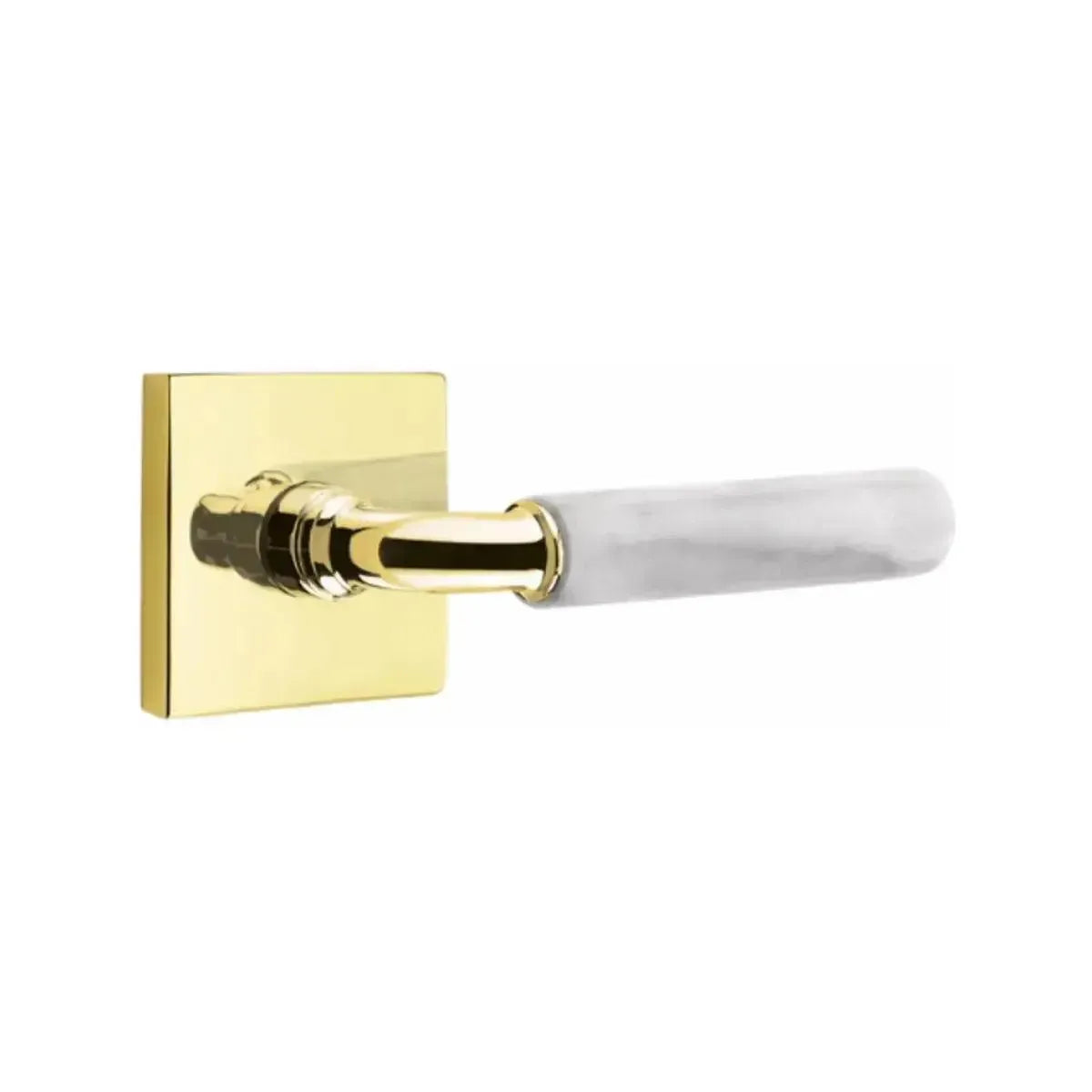 EmtekEmtek Select R-Bar White Marble Lever with Square Rosette in 