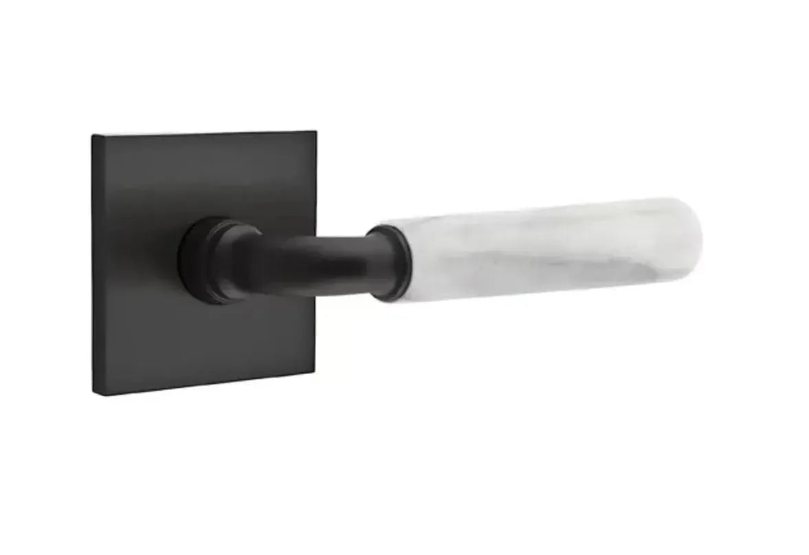 EmtekEmtek Select R-Bar White Marble Lever with Square Rosette in 