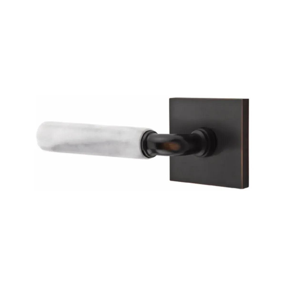 Emtek Select R-Bar White Marble Lever with Square Rosette 