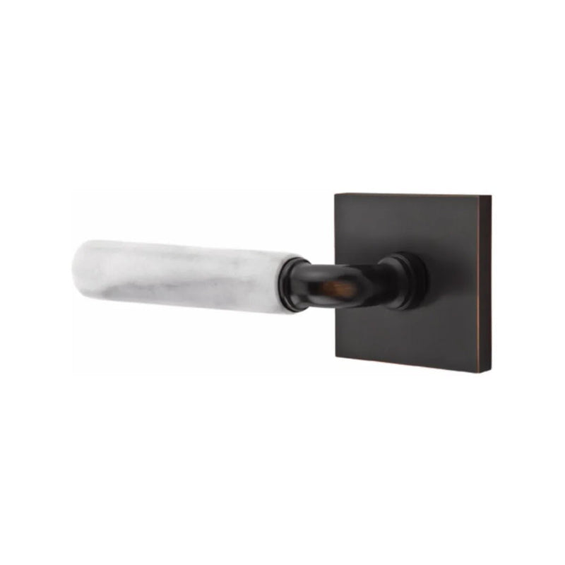 Emtek Select R-Bar White Marble Lever with Square Rosette in finish