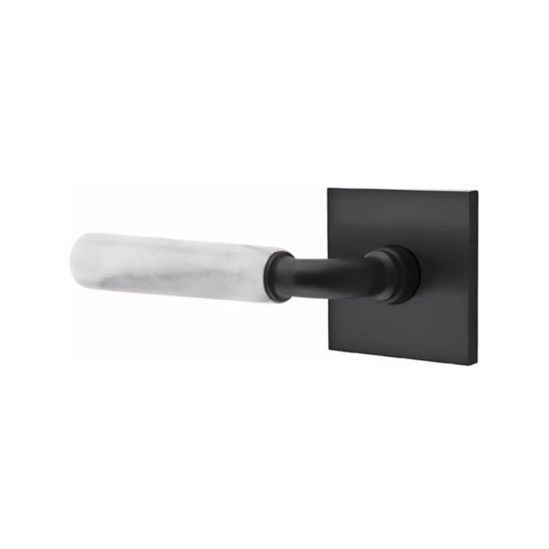 Emtek Select R-Bar White Marble Lever with Square Rosette in finish