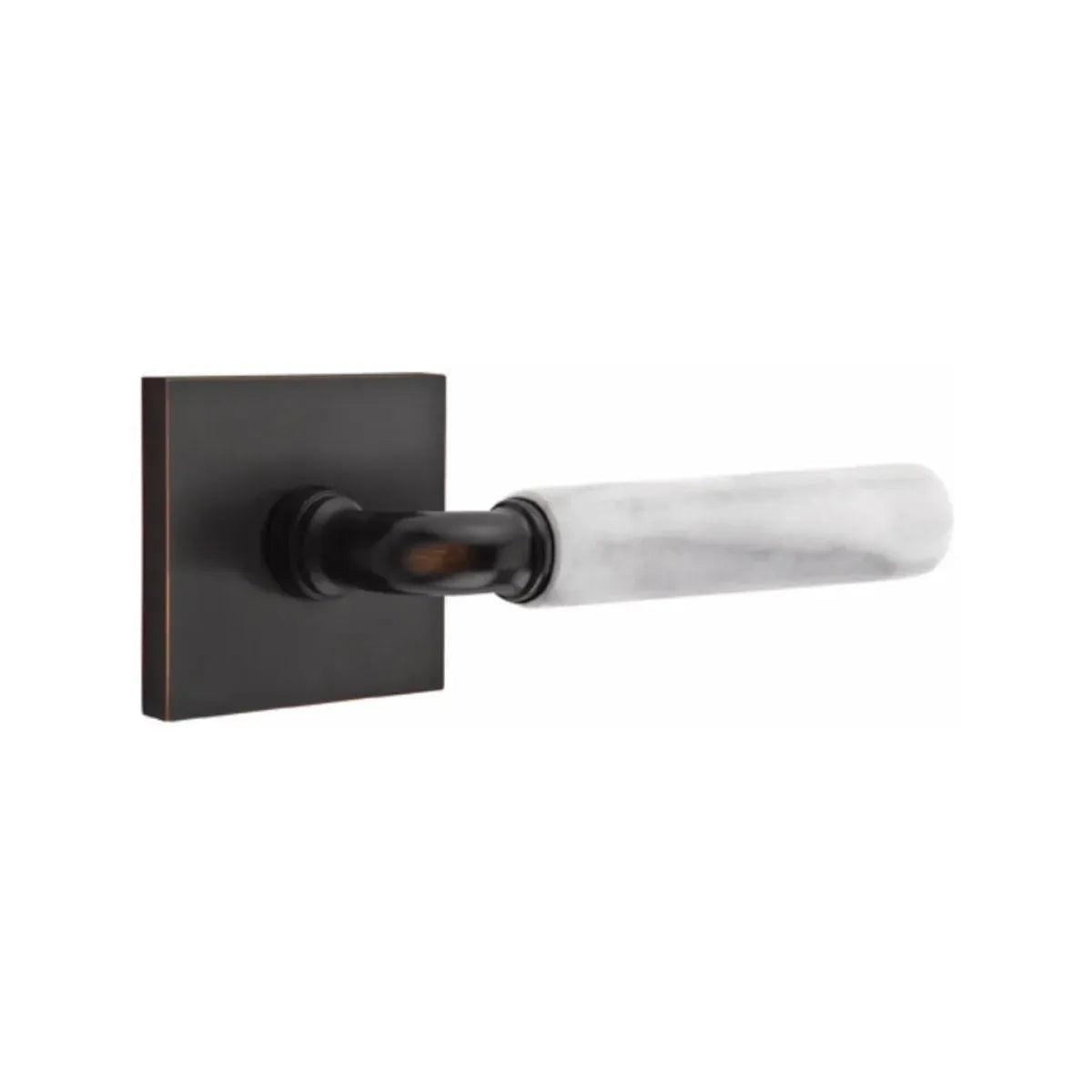Emtek Select R-Bar White Marble Lever with Square Rosette 