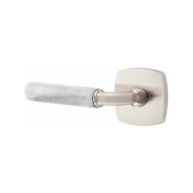 Emtek Select R-Bar White Marble Lever with Urban Modern Rosette in finish