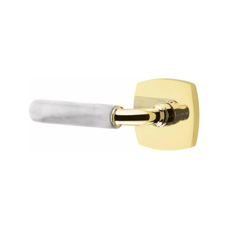 Emtek Select R-Bar White Marble Lever with Urban Modern Rosette in finish