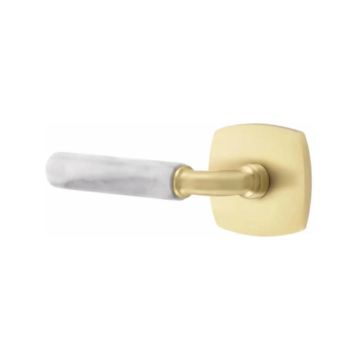 Emtek Select R-Bar White Marble Lever with Urban Modern Rosette in finish