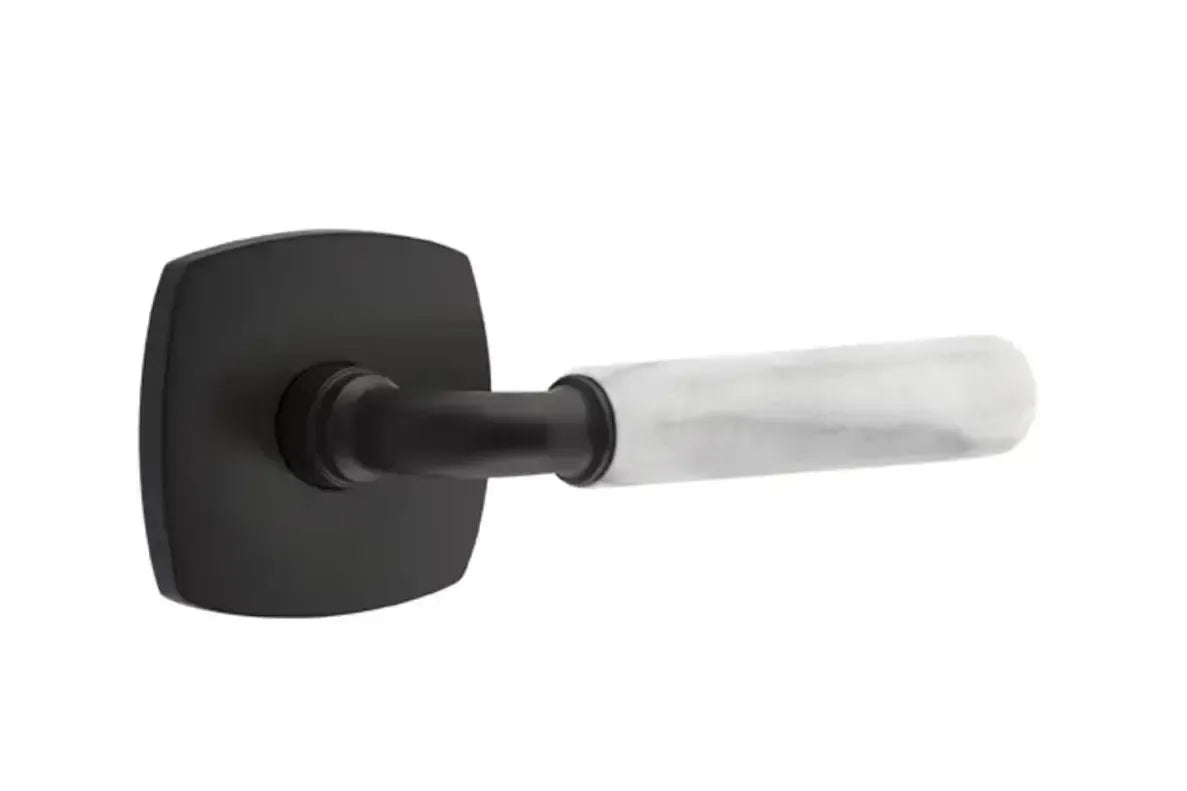 EmtekEmtek Select R-Bar White Marble Lever with Urban Modern Rosette in 