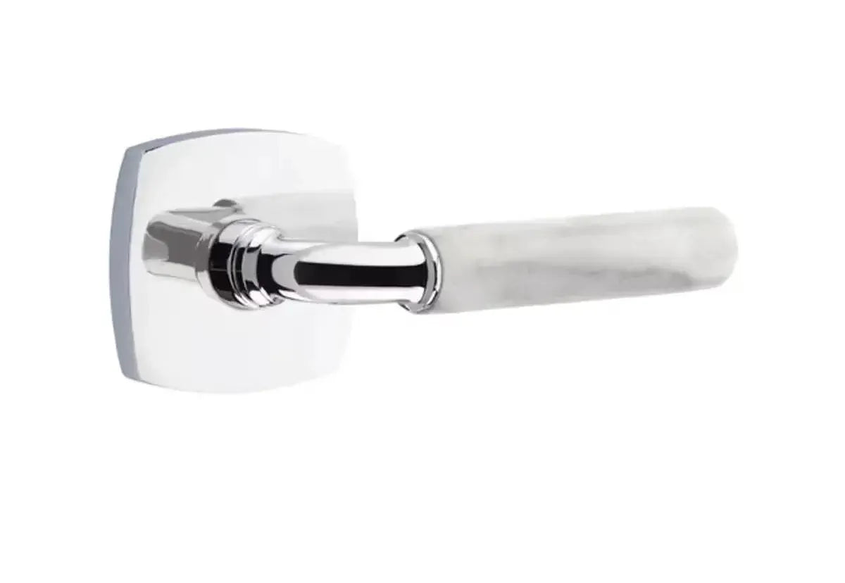 EmtekEmtek Select R-Bar White Marble Lever with Urban Modern Rosette in 