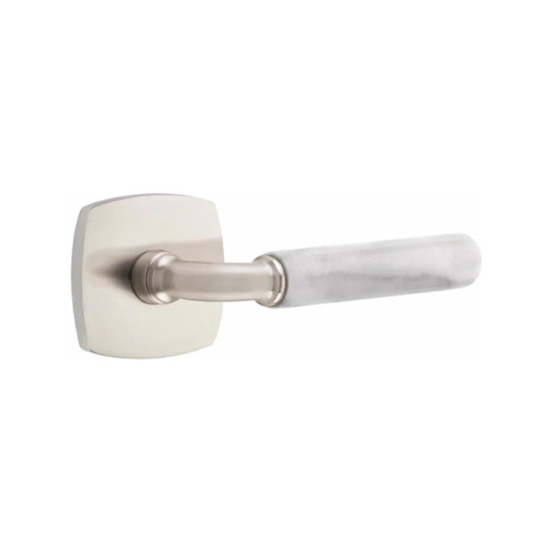 Emtek Select R-Bar White Marble Lever with Urban Modern Rosette in finish