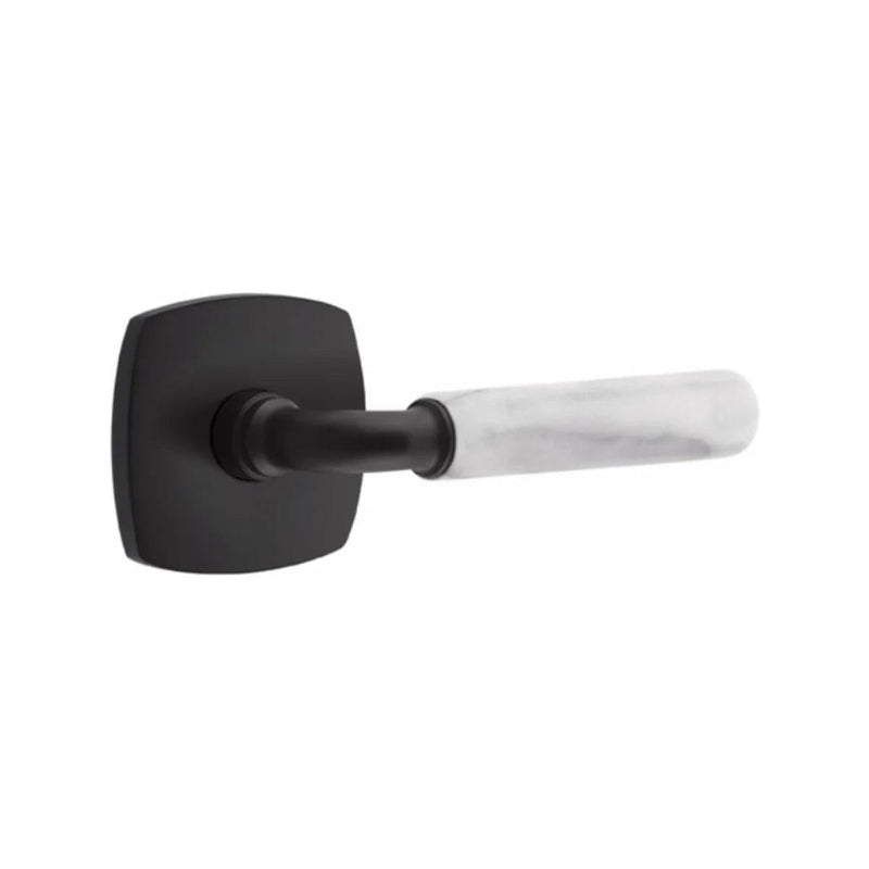 Emtek Select R-Bar White Marble Lever with Urban Modern Rosette in finish