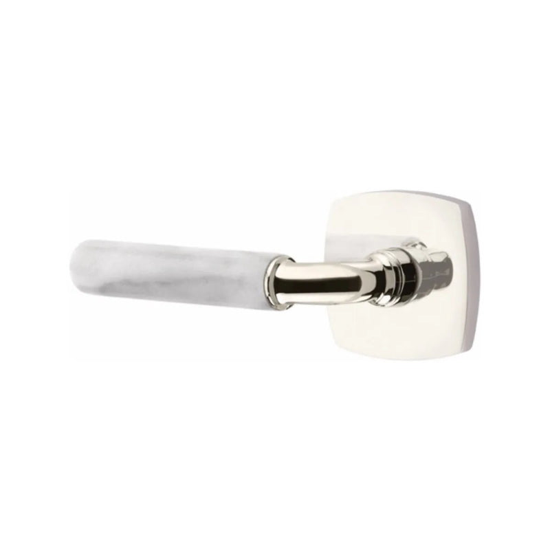 Emtek Select R-Bar White Marble Lever with Urban Modern Rosette in finish