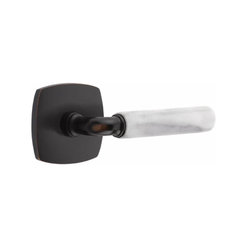 Emtek Select R-Bar White Marble Lever with Urban Modern Rosette in finish