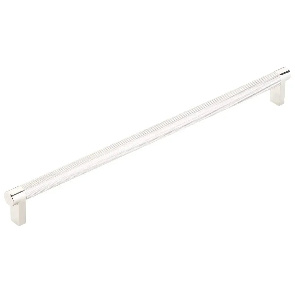 The Emtek Select Rectangular Stem Knurled Appliance Pull in Lifetime Polished Nickel finish