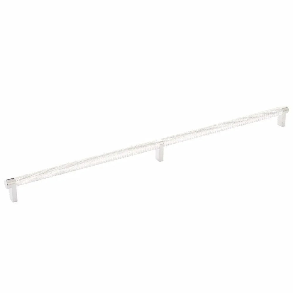 The Emtek Select Rectangular Stem Knurled Cabinet Pull in Lifetime Polished Nickel finish
