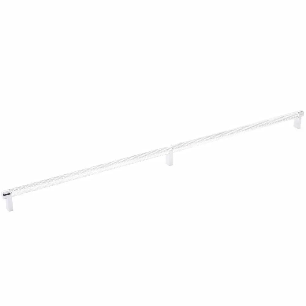 The Emtek Select Rectangular Stem Knurled Cabinet Pull in Polished Chrome finish