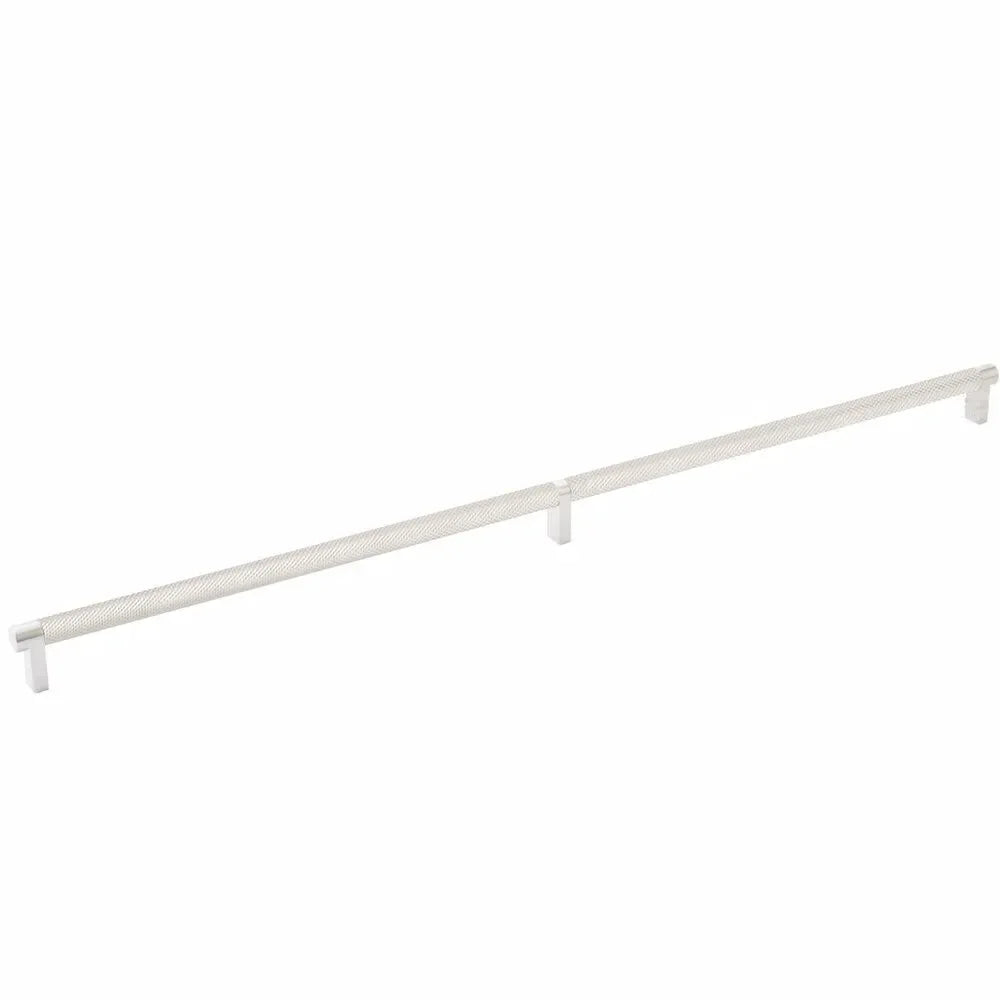 The Emtek Select Rectangular Stem Knurled Cabinet Pull in Satin Nickel finish