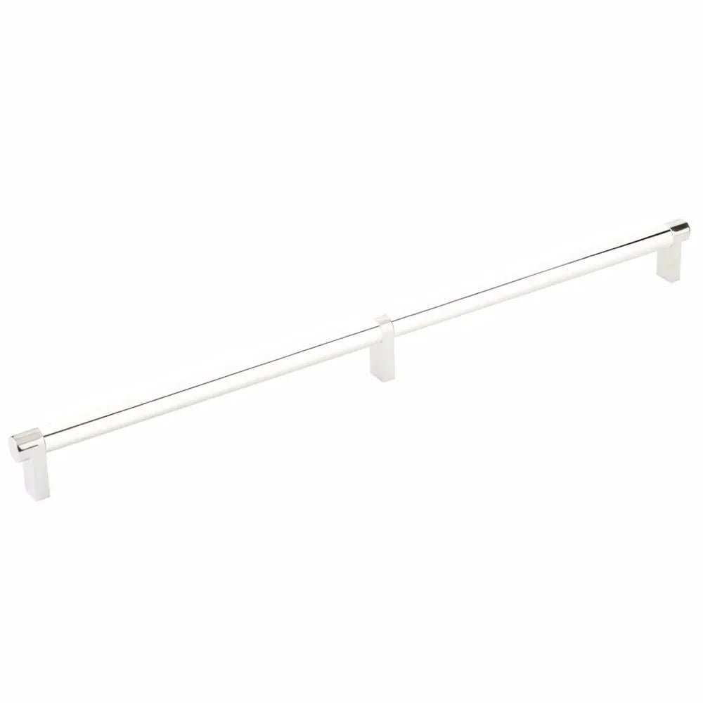 The Emtek Select Rectangular Stem Smooth Cabinet Pull in Lifetime Polished Nickel finish