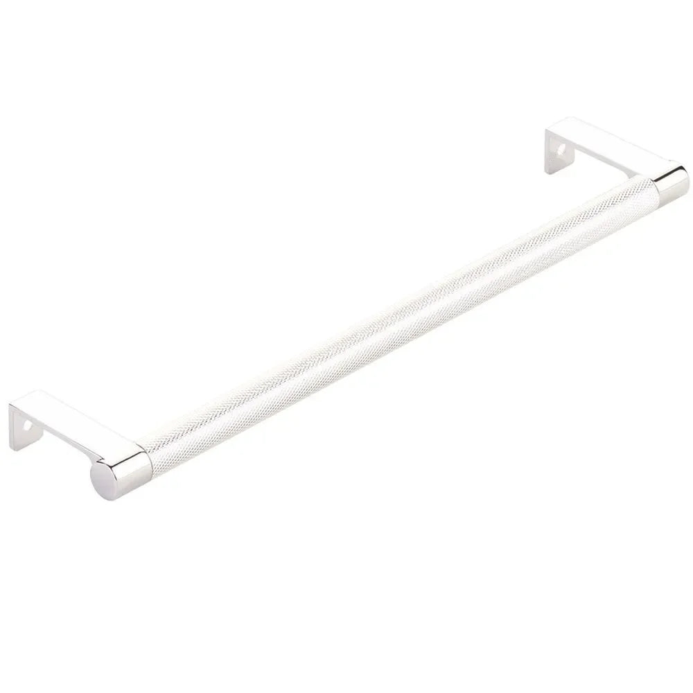 The Emtek Select Round Knurled Cabinet Edge Pull in Lifetime Polished Nickel finish