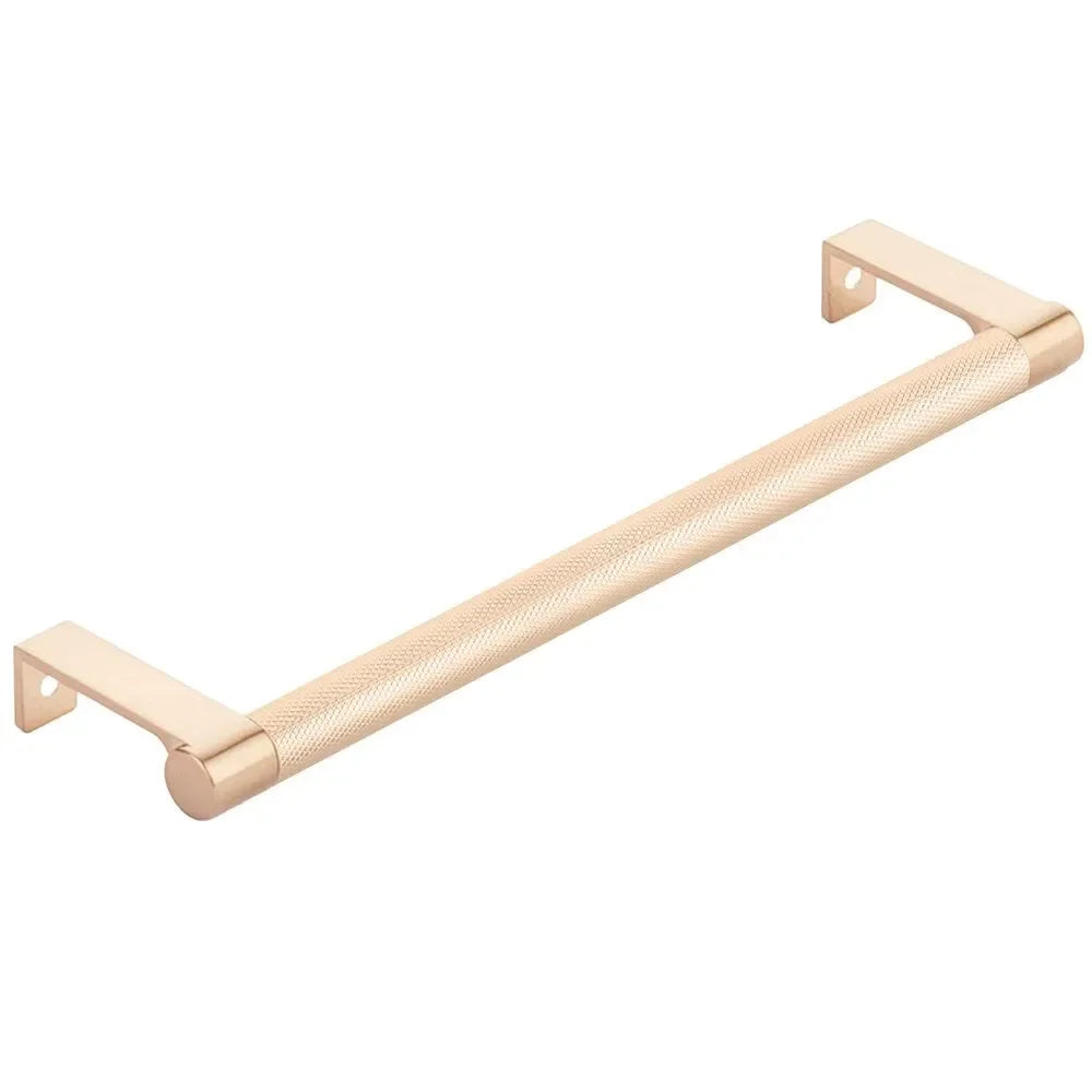 The Emtek Select Round Knurled Cabinet Edge Pull in Satin Copper finish