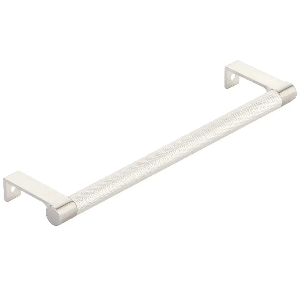 The Emtek Select Round Knurled Cabinet Edge Pull in Satin Nickel finish