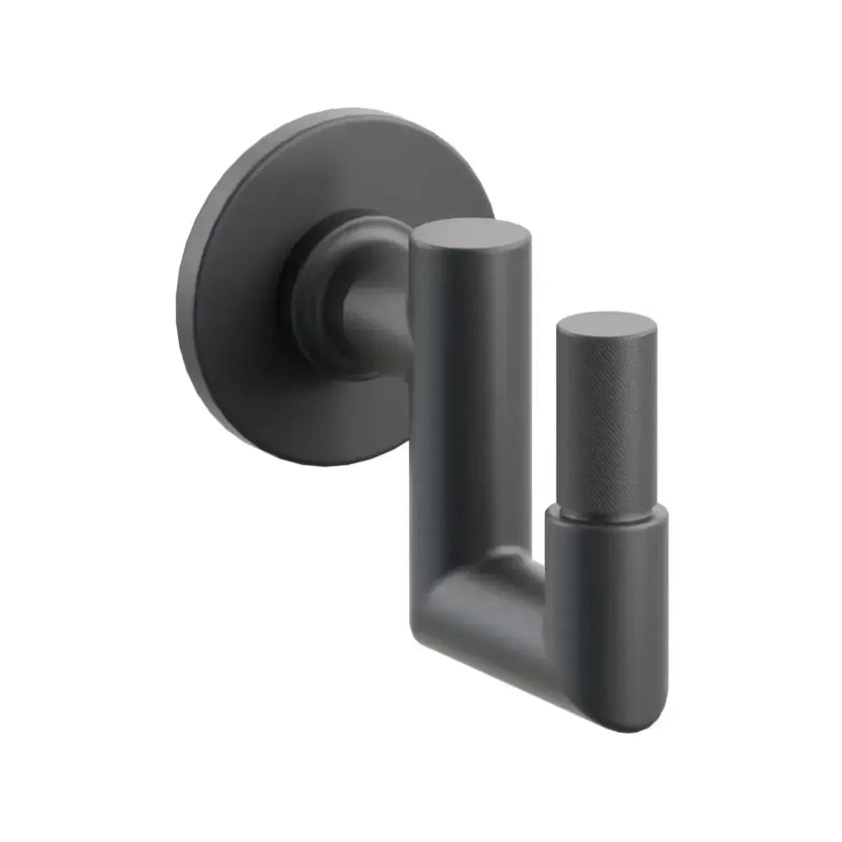 Emtek Select Round Stem with Knurled Tip U Hook with Small Disc Rosette in Flat Black finish