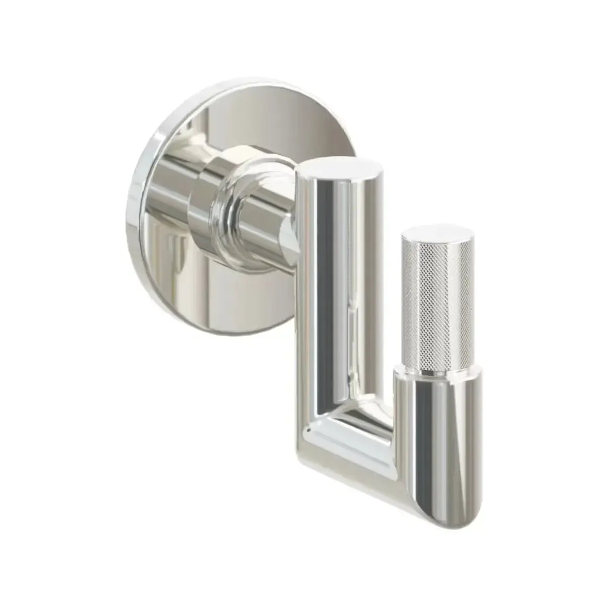 Emtek Select Round Stem with Knurled Tip U Hook with Small Disc Rosette in Lifetime Polished Nickel finish