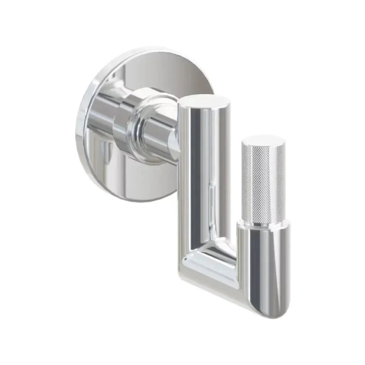 Emtek Select Round Stem with Knurled Tip U Hook with Small Disc Rosette in Polished Chrome finish