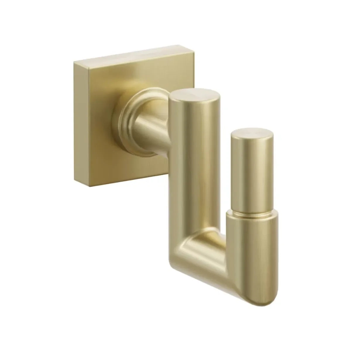 The Emtek SELECT Round Stem with Smooth Tip U Hook with Small Square Rosette in Satin Brass finish.