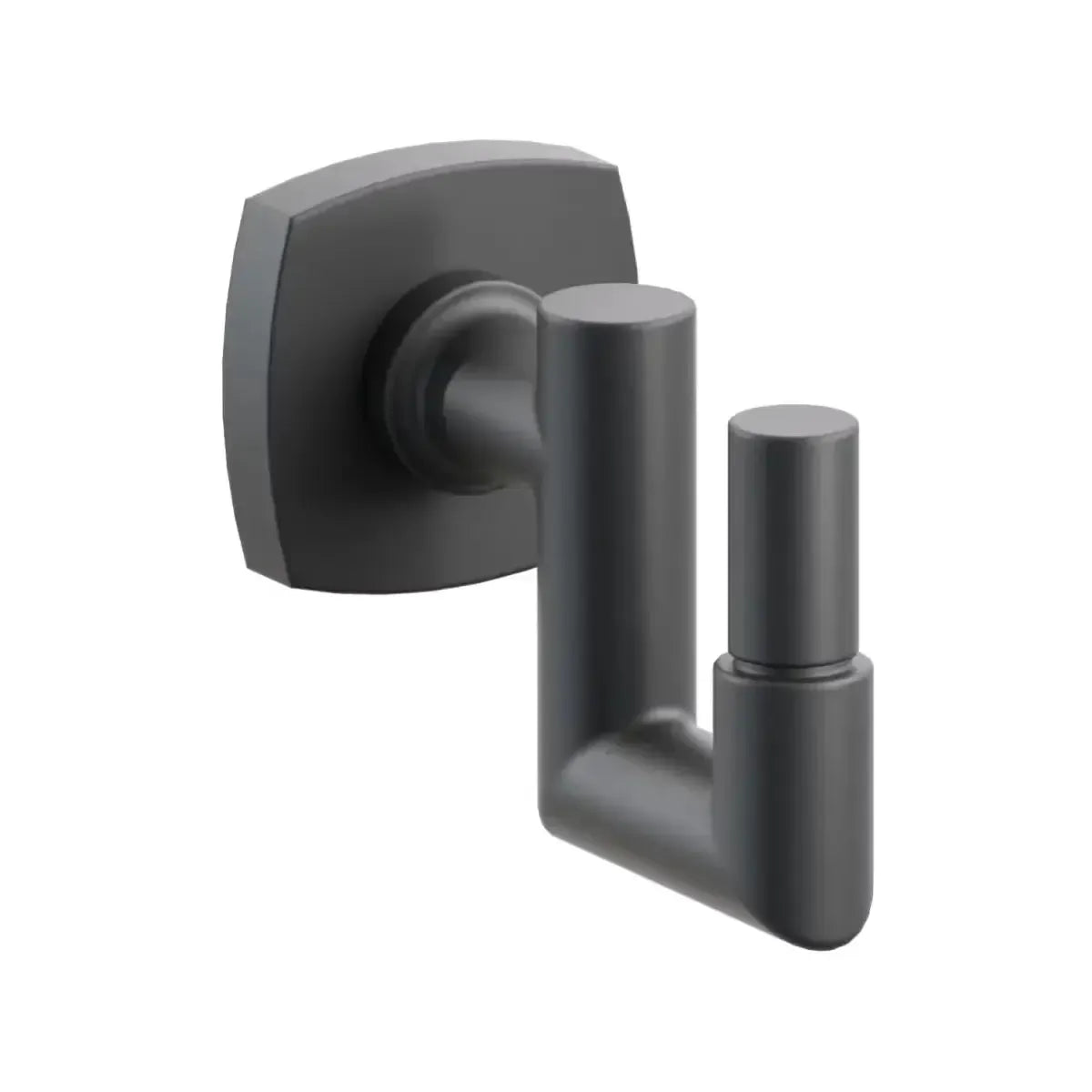 Emtek Select Round Stem with Smooth Tip U Hook with Soft Square Rosette in Flat Black finish