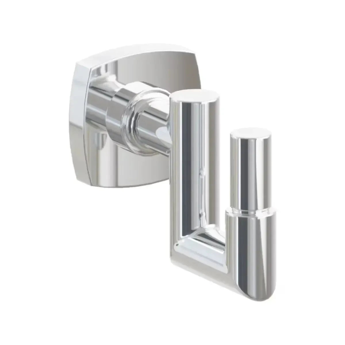 Emtek Select Round Stem with Smooth Tip U Hook with Soft Square Rosette in Polished Chrome finish