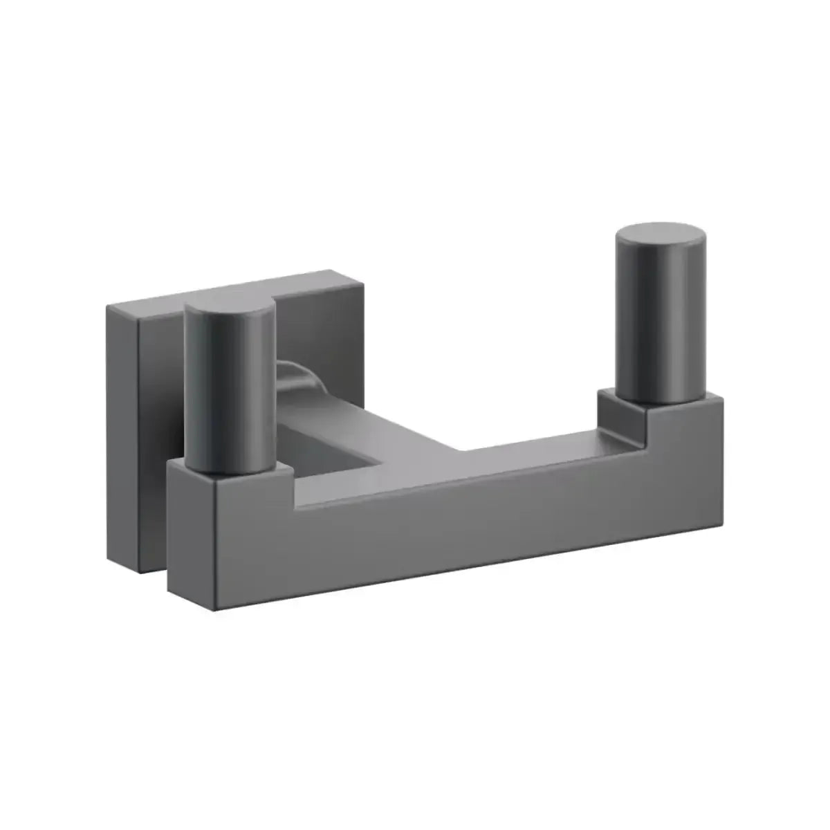 Emtek Select Square Stem with Smooth Tip Double Hook with Small Square Rosette in Flat Black finish
