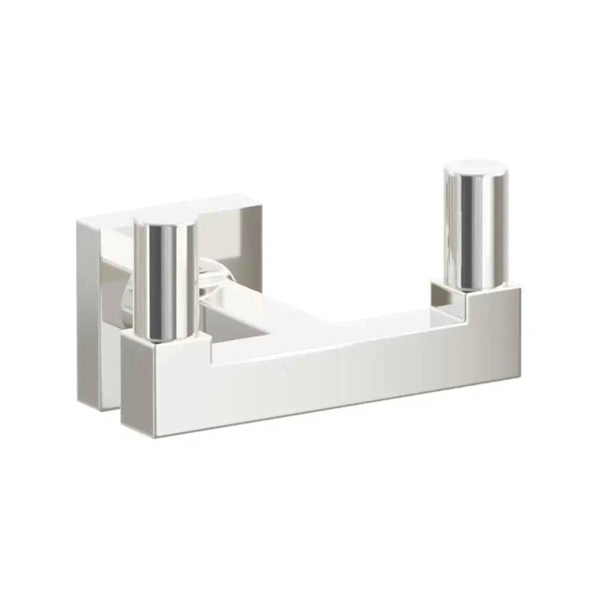 Emtek Select Square Stem with Smooth Tip Double Hook with Small Square Rosette in Lifetime Polished Nickel finish