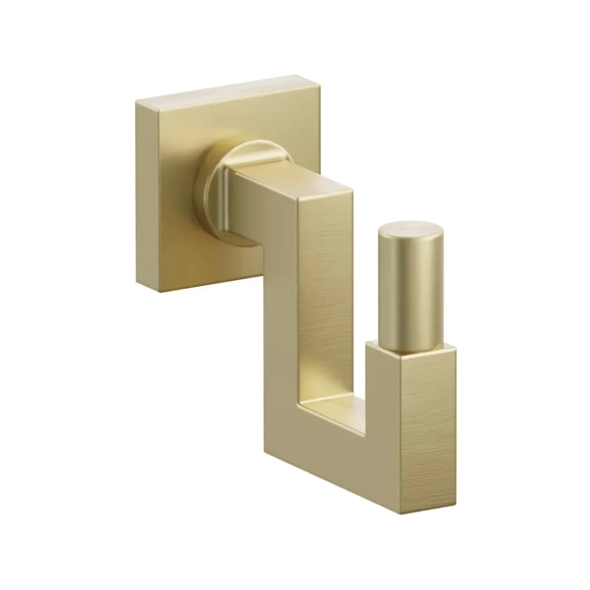 The Emtek SELECT Square Stem with Smooth Tip U Hook with Small Square Rosette in Satin Brass finish.