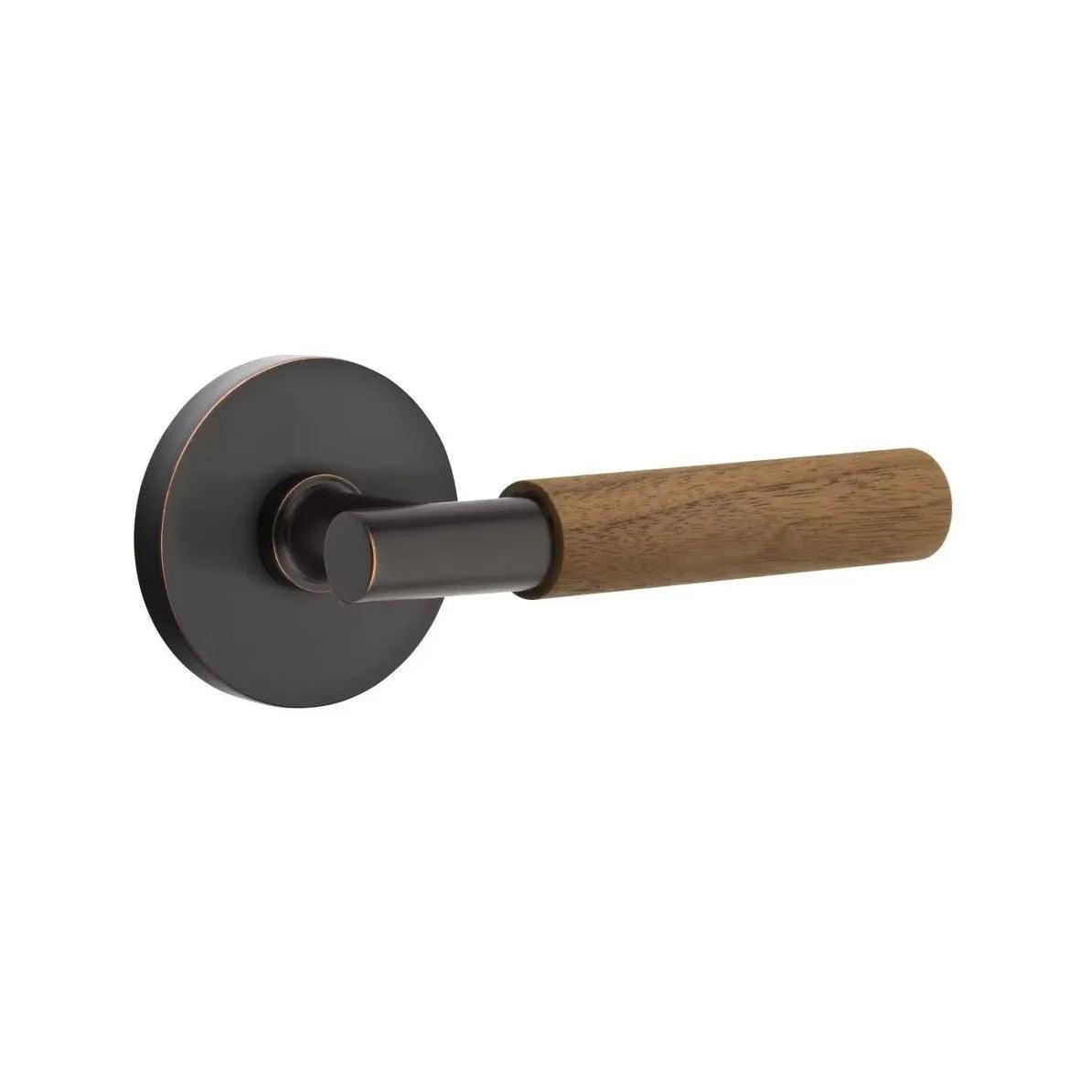 Emtek Select T-Bar Dark Walnut Lever with Disk Rosette Oil Rubbed Bronze