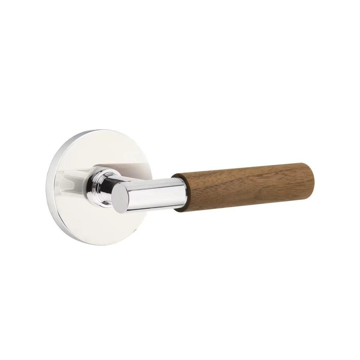 Emtek Select T-Bar Dark Walnut Lever with Disk Rosette Polished Chrome
