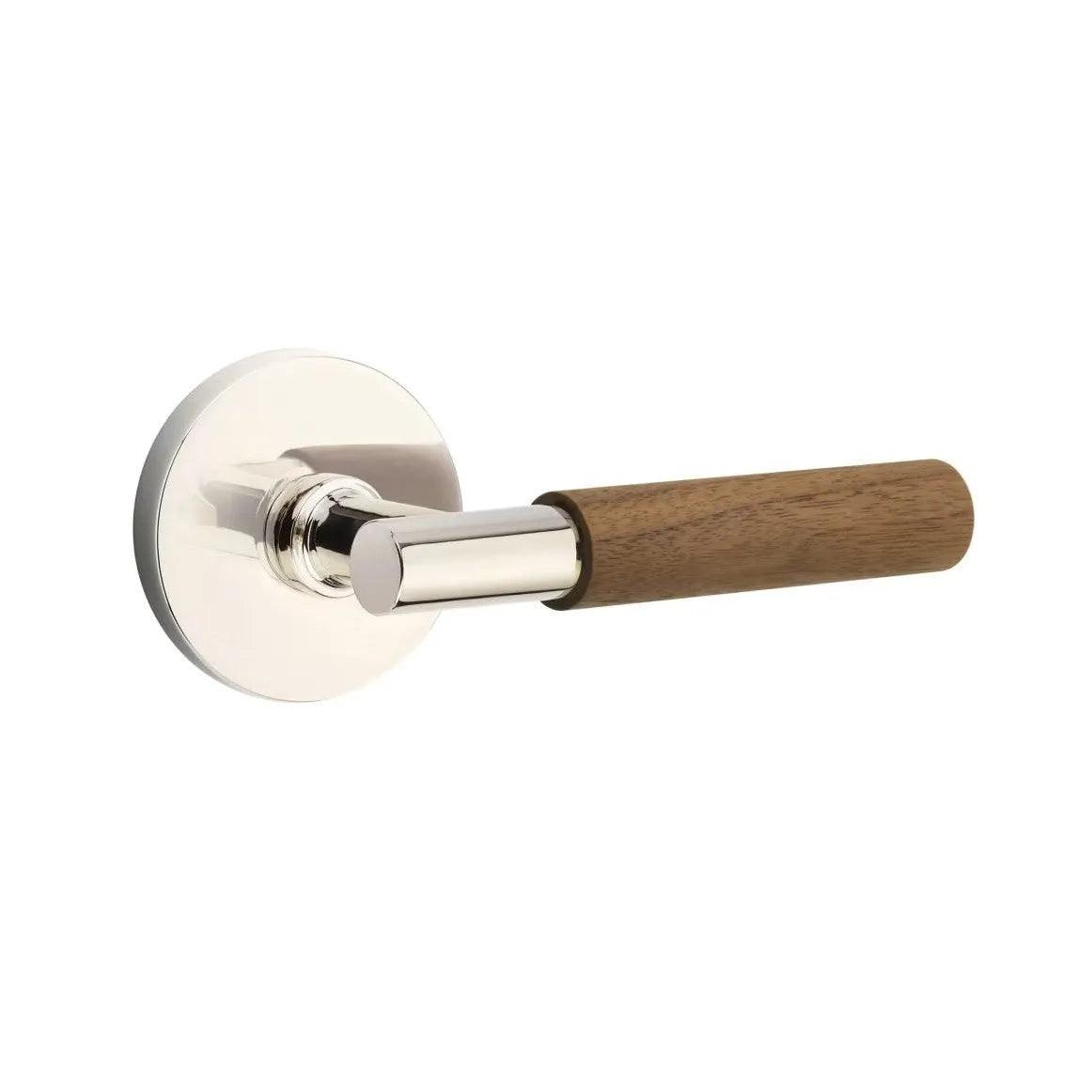 Emtek Select T-Bar Dark Walnut Lever with Disk Rosette Polished Nickel