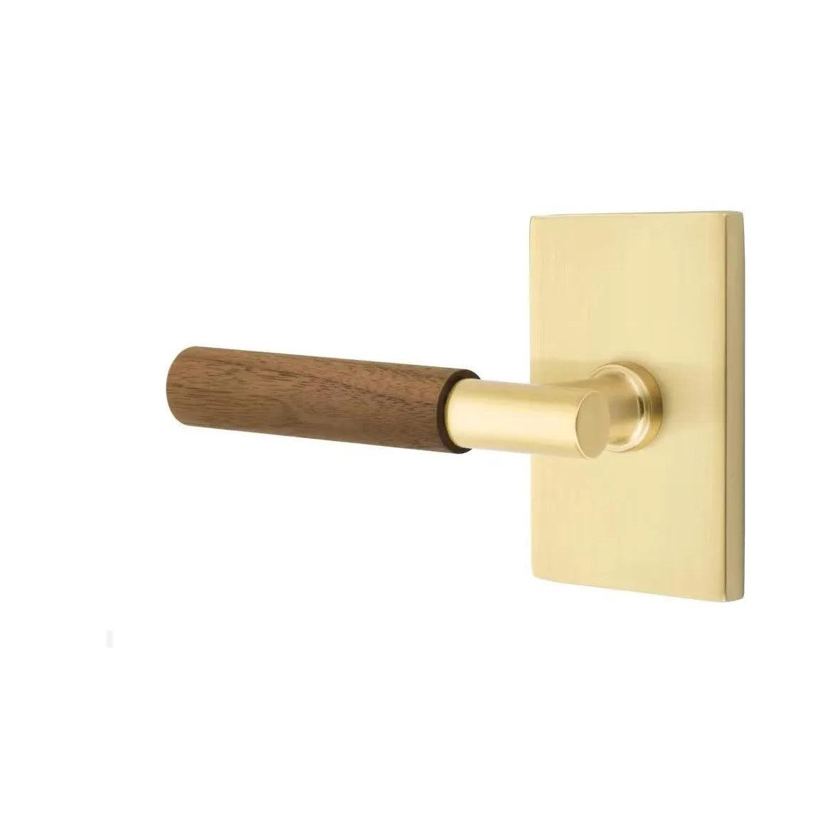Emtek Select T-Bar Dark Walnut Lever with Modern Rectangular Rosette 