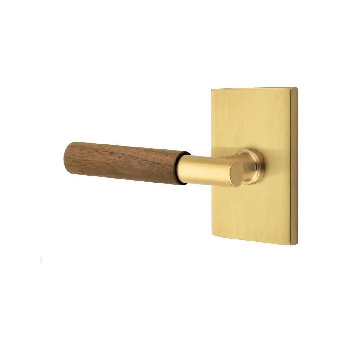 Emtek Select T-Bar Dark Walnut Lever with Modern Rectangular Rosette 