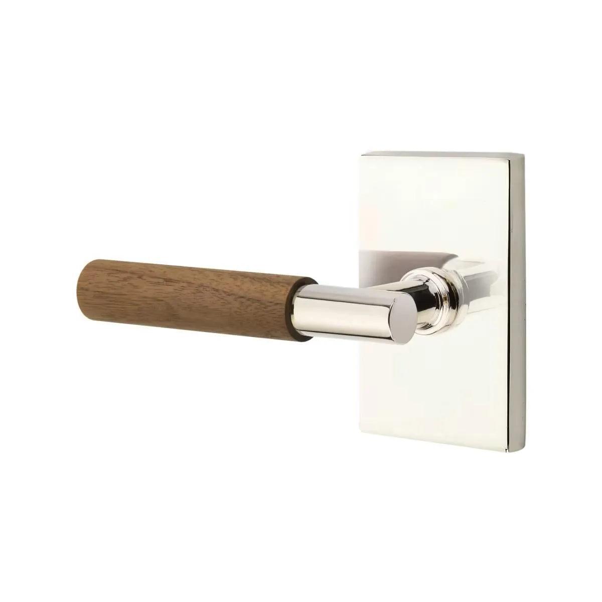 Emtek Select T-Bar Dark Walnut Lever with Modern Rectangular Rosette 