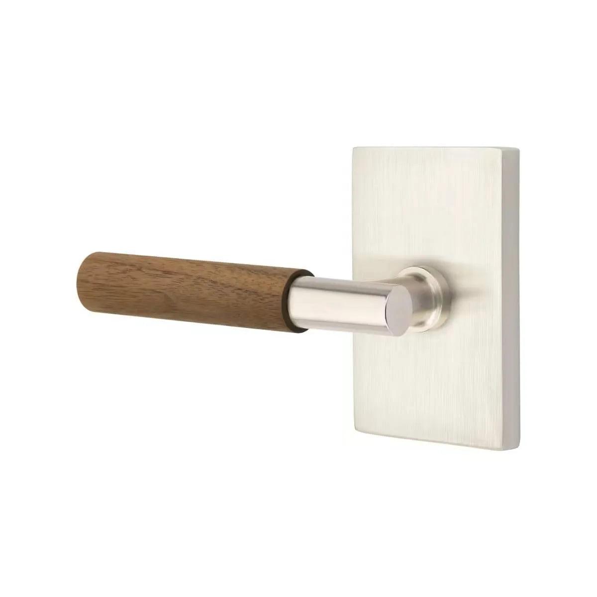 Emtek Select T-Bar Dark Walnut Lever with Modern Rectangular Rosette 