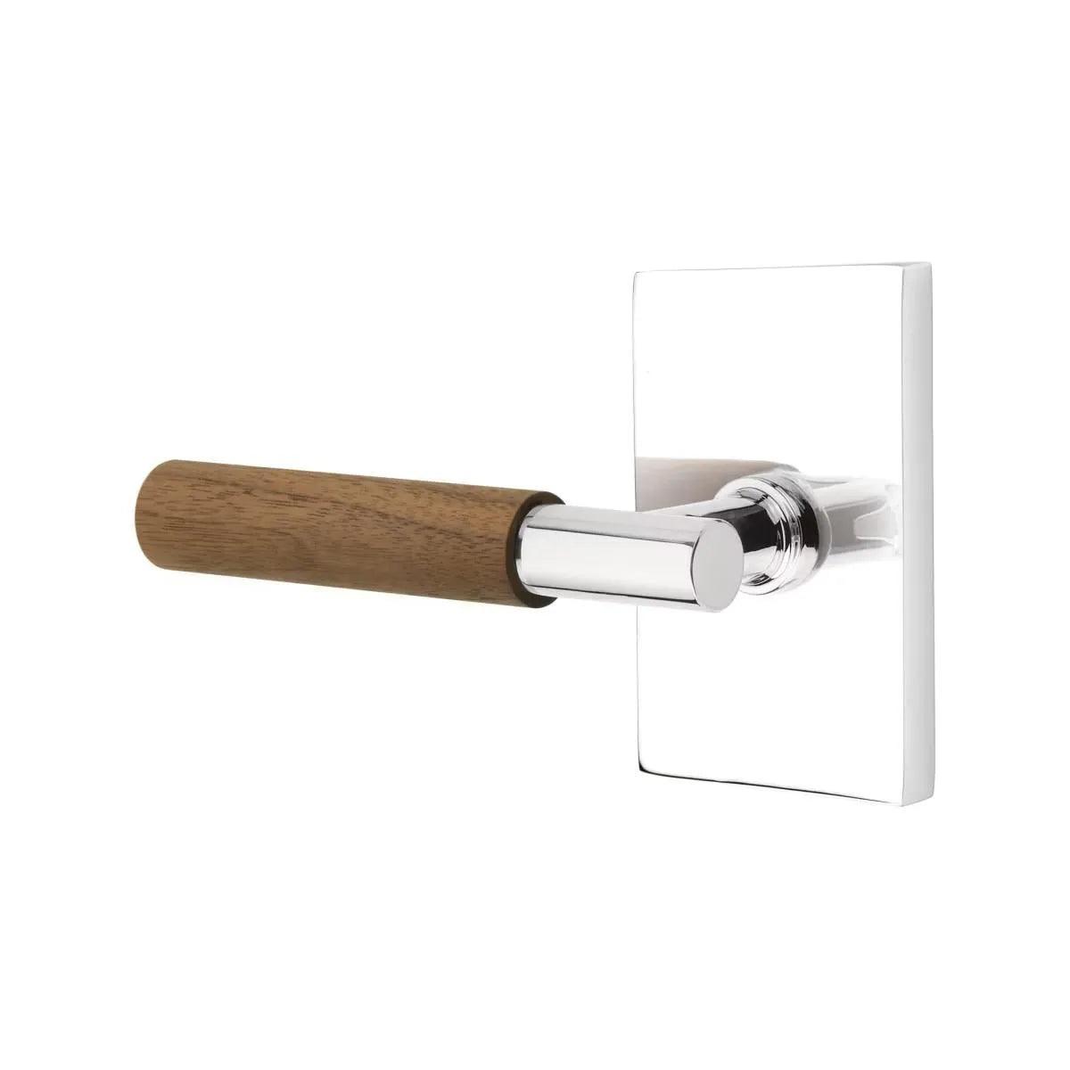 Emtek Select T-Bar Dark Walnut Lever with Modern Rectangular Rosette 