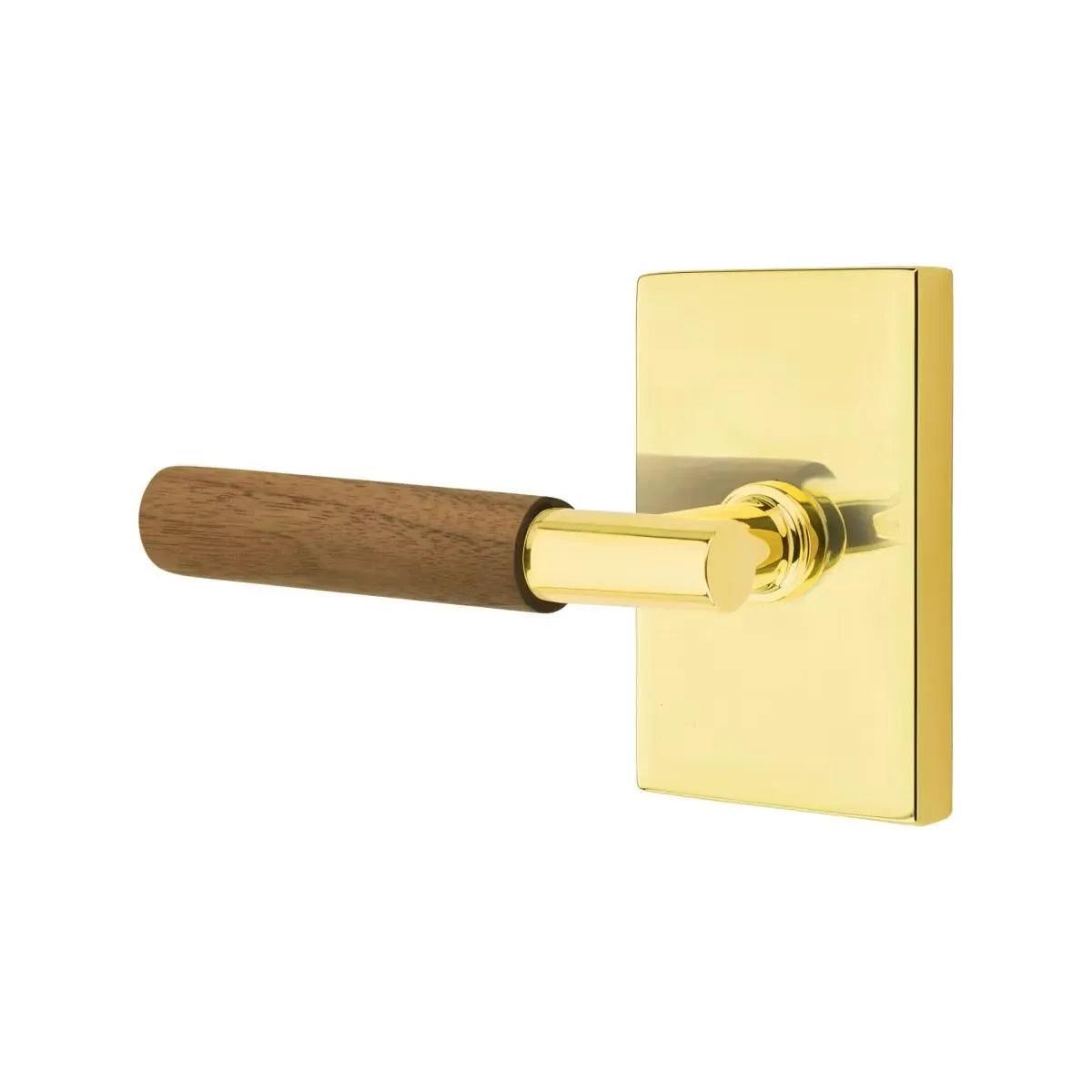 Emtek Select T-Bar Dark Walnut Lever with Modern Rectangular Rosette 