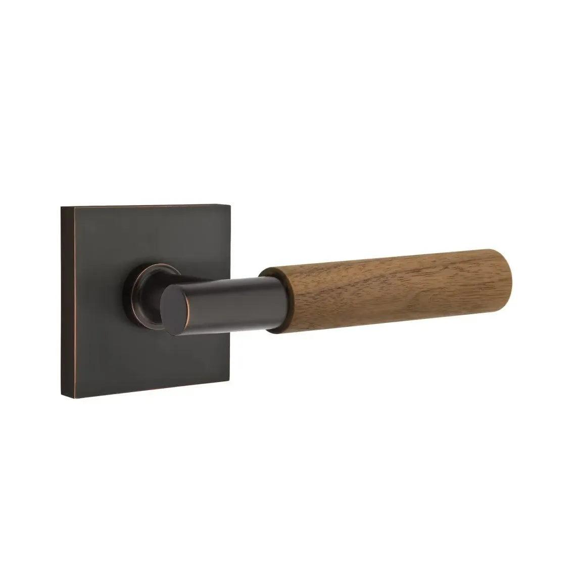 Emtek Select T-Bar Dark Walnut Lever with Square Rosette Oil Rubbed Bronze