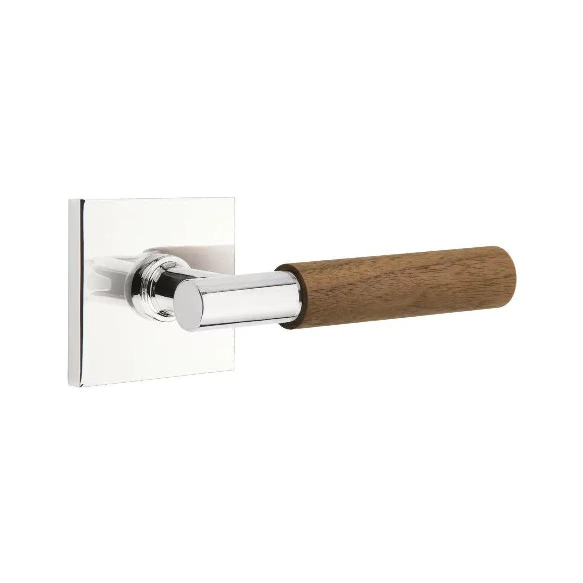 Emtek Select T-Bar Dark Walnut Lever with Square Rosette Polished Chrome