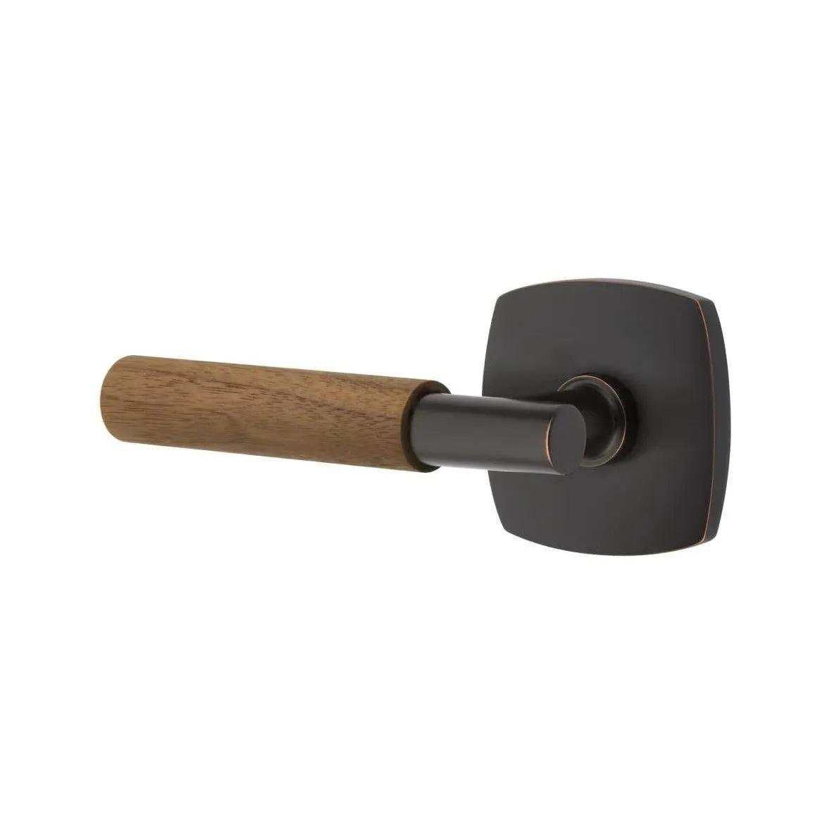 Emtek Select T-Bar Dark Walnut Lever with Urban Modern Rosette 