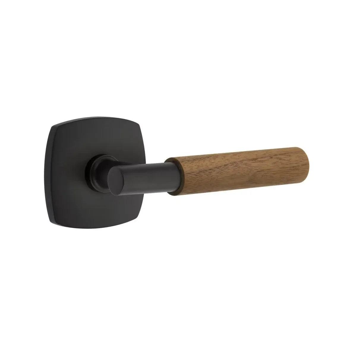 Emtek Select T-Bar Dark Walnut Lever with Urban Modern Rosette Flat Black
