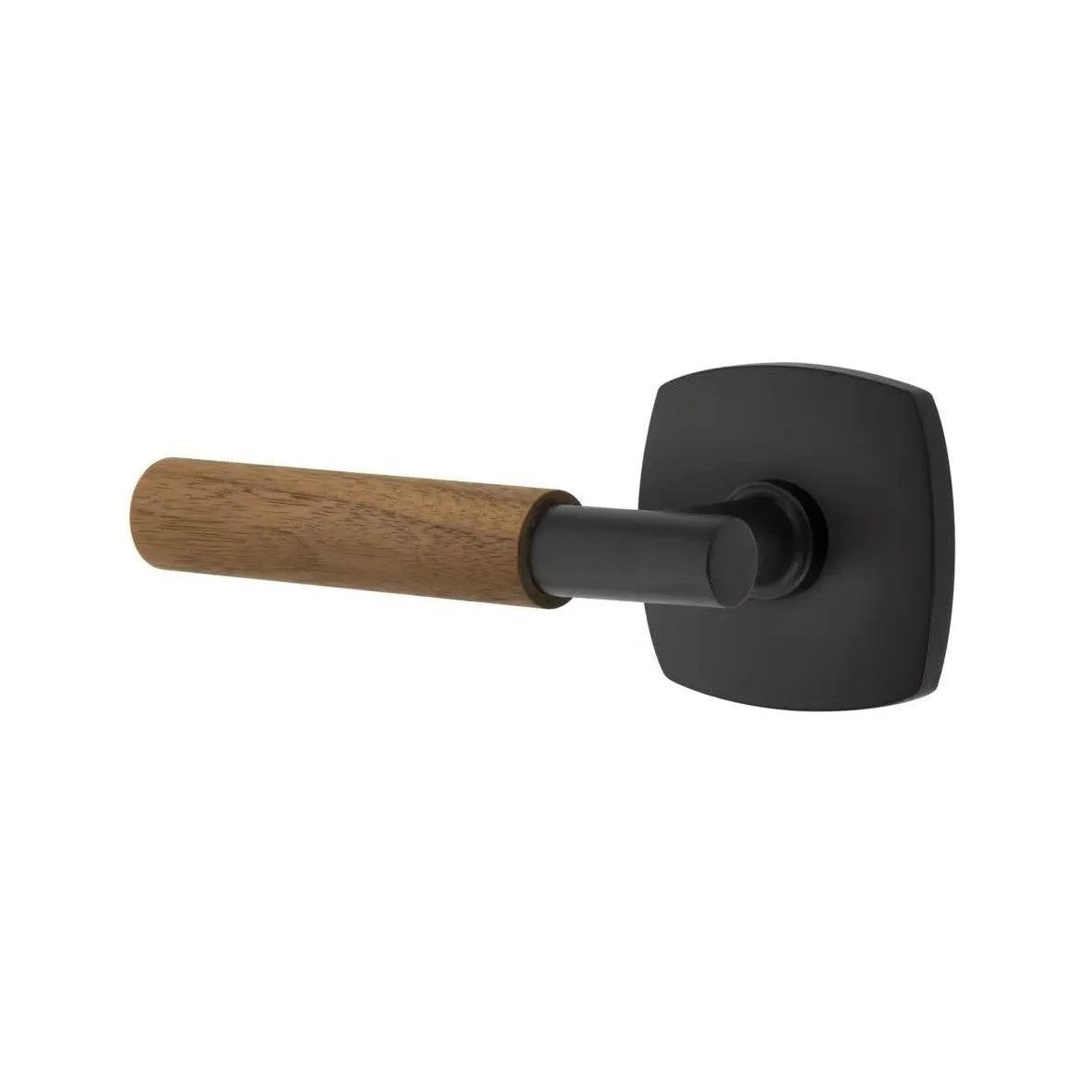 Emtek Select T-Bar Dark Walnut Lever with Urban Modern Rosette Flat Black