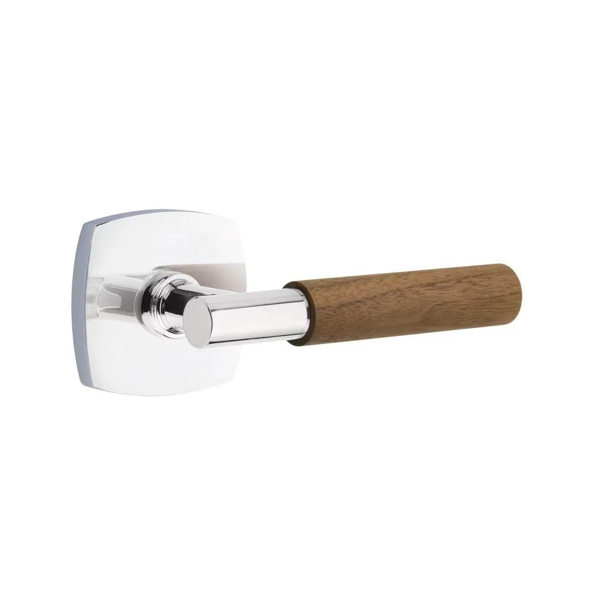 Emtek Select T-Bar Dark Walnut Lever with Urban Modern Rosette Polished Chrome