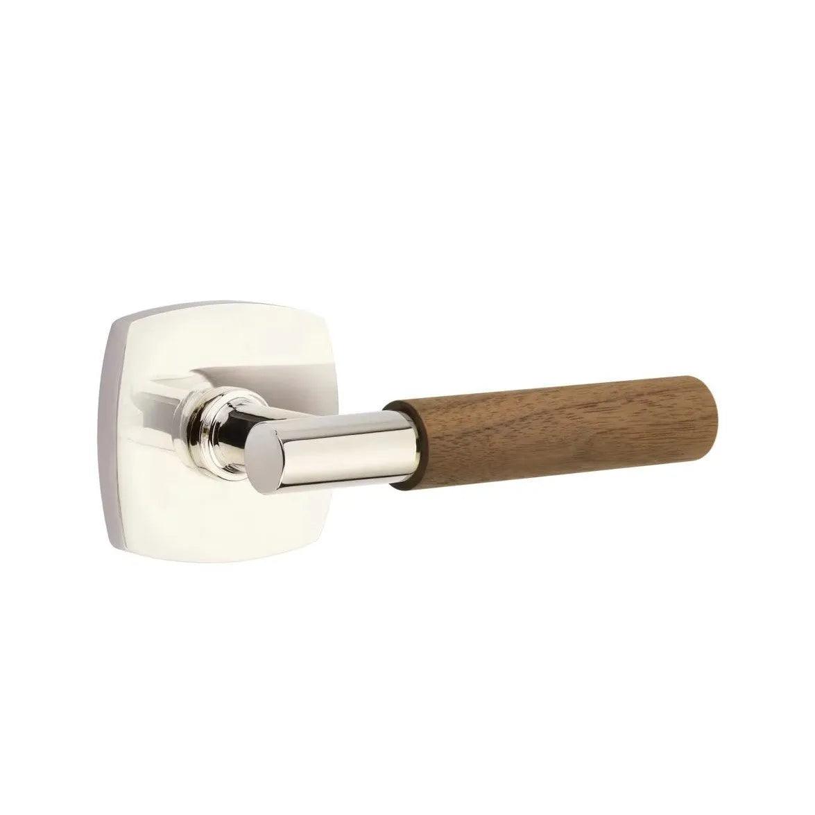 Emtek Select T-Bar Dark Walnut Lever with Urban Modern Rosette Polished Nickel